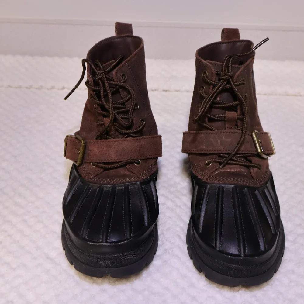 Polo Ralph Lauren Kids 4 Oslo High Duck Boots Brown Suede Buckle
